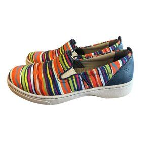 Dansko Belle Shoes Women’s Sz 39 (9.5) Rainbow Striped Slip On Sneakers Canvas